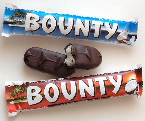 Reino Unido: o Bounty tem, com certeza, milhares e milhares de fãs pelo mundo todo. Recheado com coco e coberto de chocolate ao leite. 
